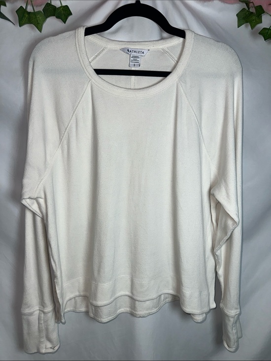 Athleta Tops - Athleta Cream Long-Sleeve Crew Sweatshirt